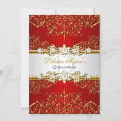 Elegant Gold Red Vintage Glamour Quinceanera Invitation (Front)