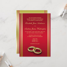 Elegant Gold & Red, Wedding Rings Wedding
