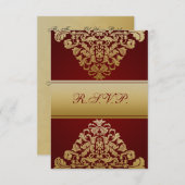 elegant gold red wedding RSVP Standard 3.5 x 5 (Front/Back)