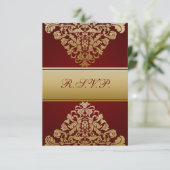 elegant gold red wedding RSVP Standard 3.5 x 5 (Standing Front)