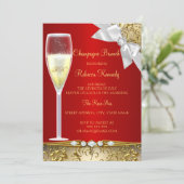Elegant Gold Red White Champagne Brunch Invitation (Standing Front)