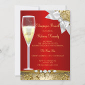 Elegant Gold Red White Champagne Brunch Invitation (Front)