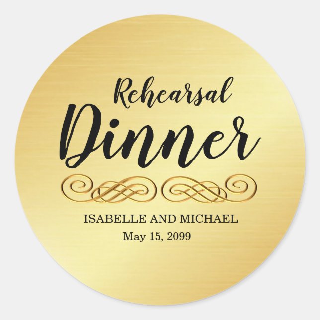 Elegant Gold Rehearsal Dinner Envelope Seals (Front)