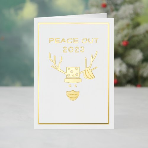 Elegant Gold Reindeer 2023 Custom Christmas Foil Holiday Card