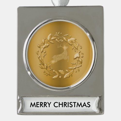 Elegant Gold Reindeer and Wreath Christmas