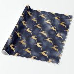 Elegant Gold Reindeer Christmas Wrapping Paper<br><div class="desc">Elegant Gold Reindeer on a dark navy background.</div>