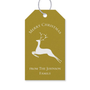 Elegant Gold Reindeer Merry Christmas Custom From Gift Tags