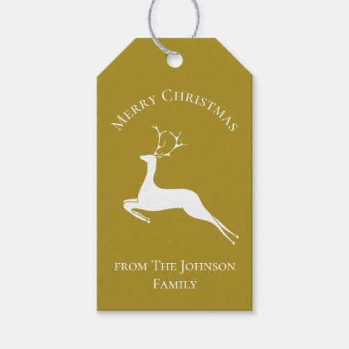 Elegant Gold Reindeer Merry Christmas Custom From Gift Tags