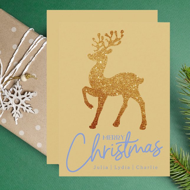 Elegant Gold Reindeer Merry Christmas Script Note Card (Creator Uploaded)