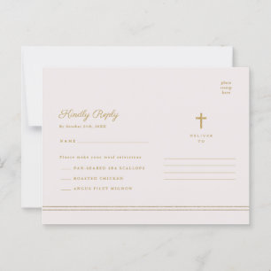 Elegant Gold Religious Baptism & Christening RSVP Postcard