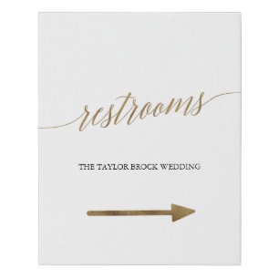 Elegant Gold Restrooms Directional (Right) Faux Canvas Print