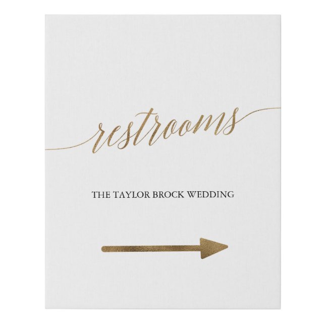 Elegant Gold Restrooms Directional (Right) Faux Canvas Print (Front)