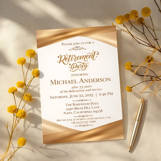 Elegant Gold Retirement Party  Acrylic Invitations (Creator Uploaded)