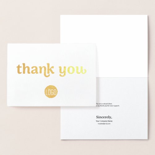 Elegant Gold Retro Business logo Thank you Foil Card