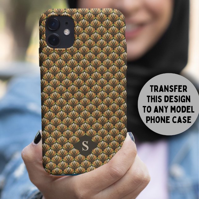Elegant Gold Retro Floral Pattern Monogram Case-Mate iPhone Case (Creator Uploaded)