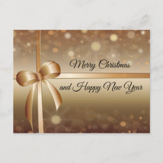 Elegant, Gold Ribbon, Luxury, Shiny, Holiday Postcard