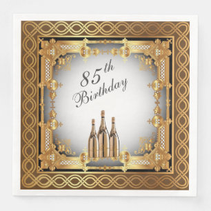 Elegant Gold Rim 85th Birthday Party Paper Paper Dinner Napkins