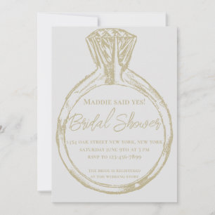Elegant Gold Ring Bridal Shower Invitation