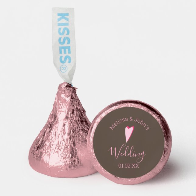 Elegant Gold Ring Wedding Pink Brown Hershey®'s Kisses® (Front)