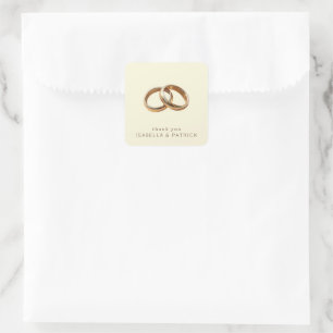 Elegant Gold Rings Thank You Square Sticker