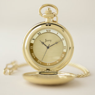 Elegant Gold Roman Numerals Name Template Pocket Watch