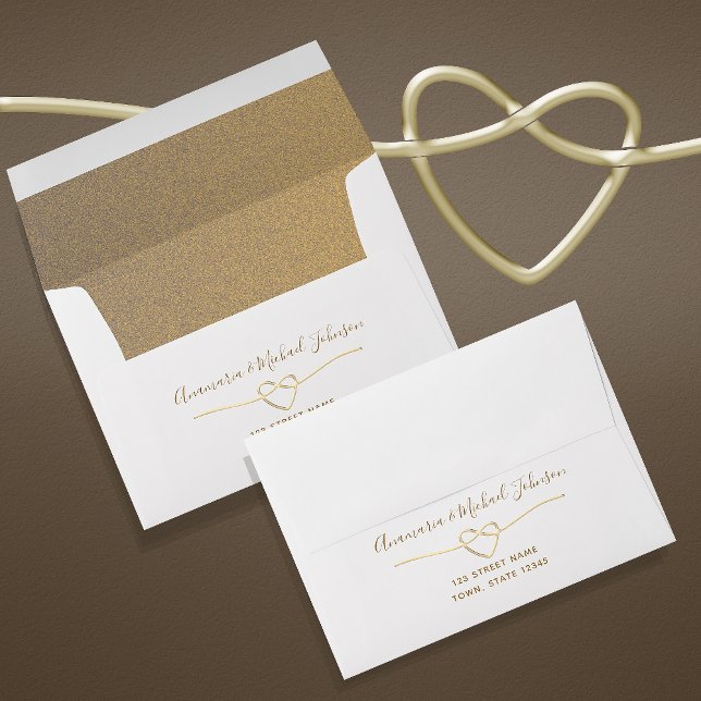 Elegant Gold Rope Heart Wedding Envelope (Creator Uploaded)