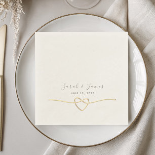Elegant Gold Rope Heart Wedding Napkins