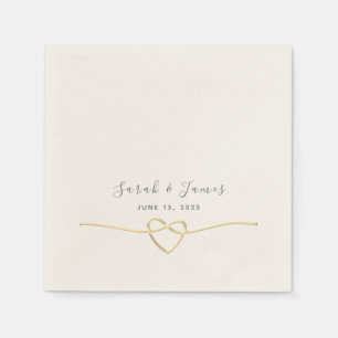 Elegant Gold Rope Heart Wedding Napkins