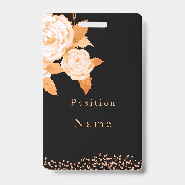 Elegant Gold Rose Black Badge (Front)