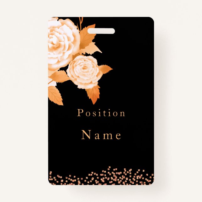 Elegant Gold Rose Black Badge (Front)