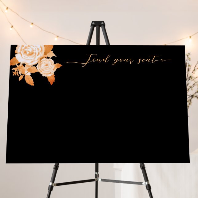 Elegant Gold Rose Black Blank Seating Charts Foam Board (In Situ (Stand))