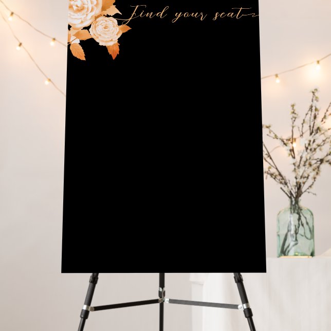 Elegant Gold Rose Black Blank Seating Charts Foam Board (In Situ (Stand))