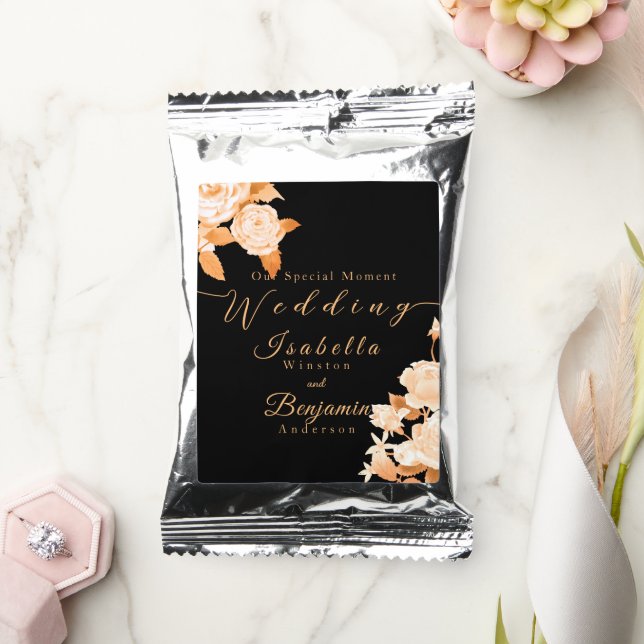 Elegant Gold Rose Black Wedding Coffee Drink Mix (Wedding)