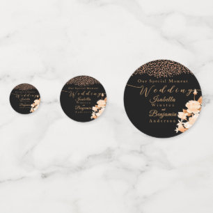 Elegant Gold Rose Black Wedding Confetti