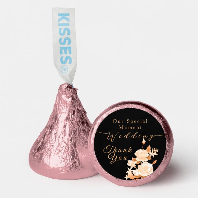 Elegant Gold Rose Black Wedding Hershey®'s Kisses® (Front)