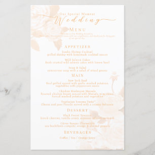 Elegant Gold Rose Black Wedding Menu