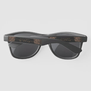 Elegant Gold Rose Black Wedding Sunglasses