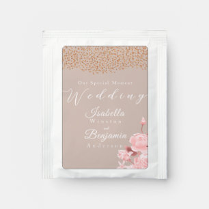 Elegant Gold Rose Black Wedding Tea Bag Drink Mix