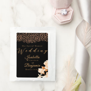 Elegant Gold Rose Black Wedding Tea Bag Drink Mix
