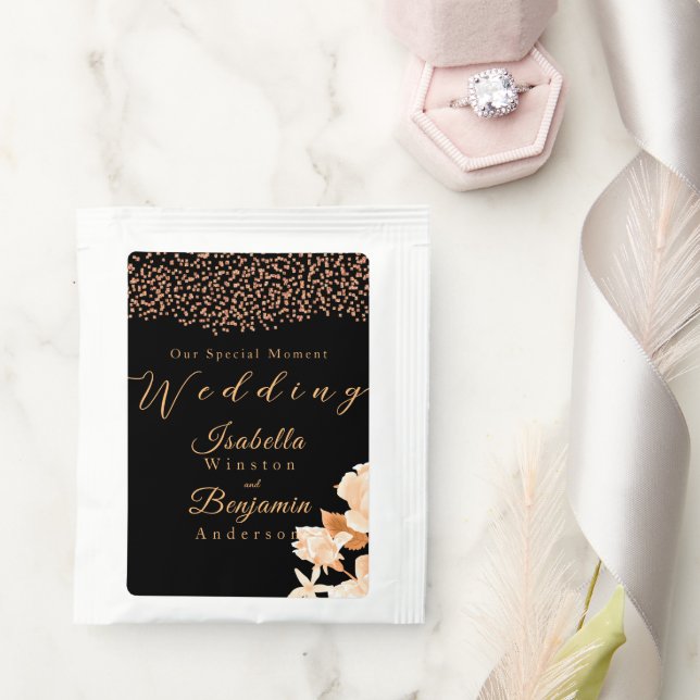 Elegant Gold Rose Black Wedding Tea Bag Drink Mix (Wedding)