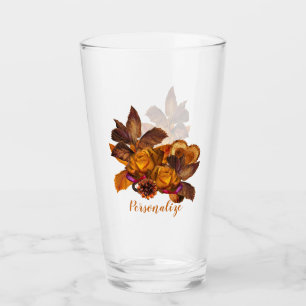 Elegant Gold Rose Bouquet Personalized Glass