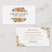 Elegant Gold Rose Flower Shop Business Card