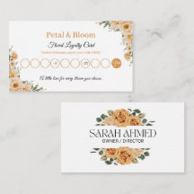 Elegant Gold Rose Flower Shop Loyalty Card