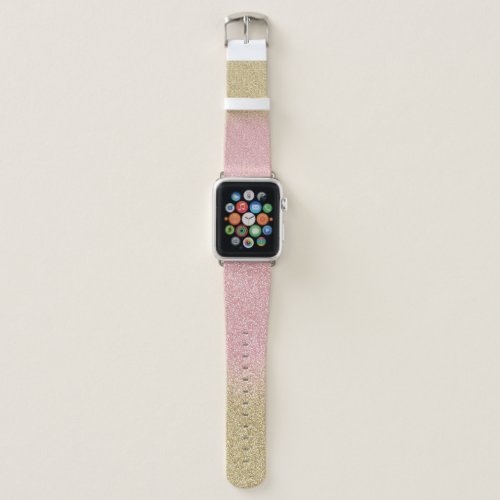 Elegant Gold  Rose Gold Glitter Sparkles Image Apple Watch Band