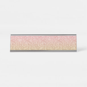 Elegant Gold & Rose Gold Glitter Sparkles Image Desk Name Plate