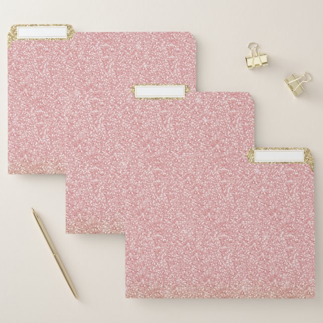 Elegant Gold & Rose Gold Glitter Sparkles Image File Folder (Set)