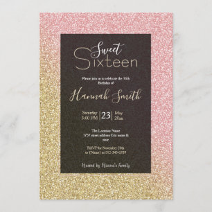Elegant Gold & Rose Gold Glitter Sparkles Image Invitation