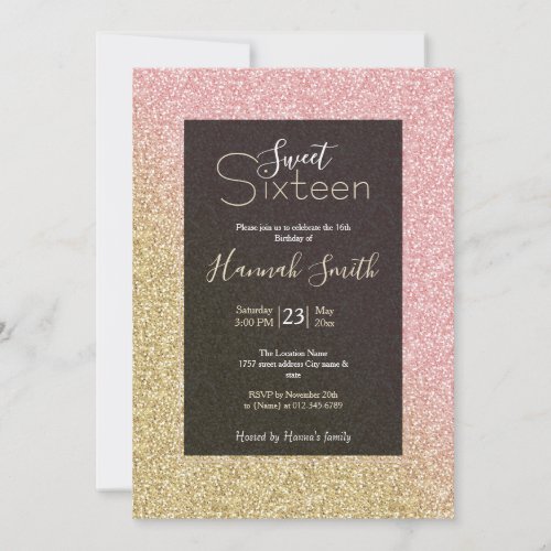 Elegant Gold  Rose Gold Glitter Sparkles Image Invitation