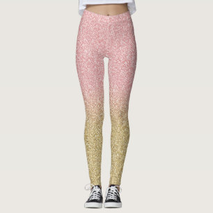 Elegant Gold & Rose Gold Glitter Sparkles Image Leggings