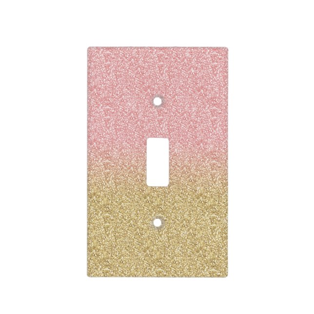 Elegant Gold & Rose Gold Glitter Sparkles Image Light Switch Cover (Front)